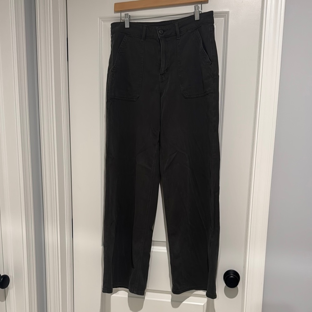 American Eagle Women’s Wide Leg Charcoal Stretch Jean Pant Trousers